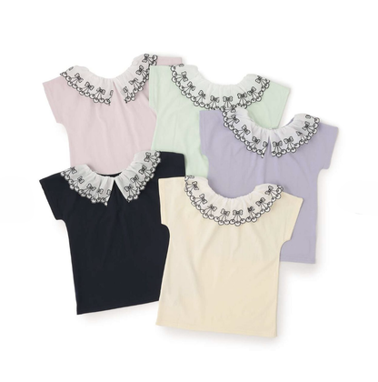 【Lycee mine】【100%純棉】 櫻桃蕾絲領🍒 抗UV☀️🛡️ 涼感❄️  女童短袖T恤👕