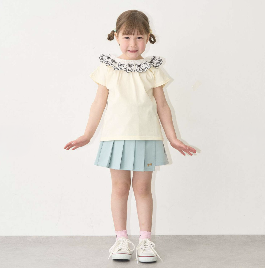 【Lycee mine】【100%純棉】 櫻桃蕾絲領🍒 抗UV☀️🛡️ 涼感❄️  女童短袖T恤👕