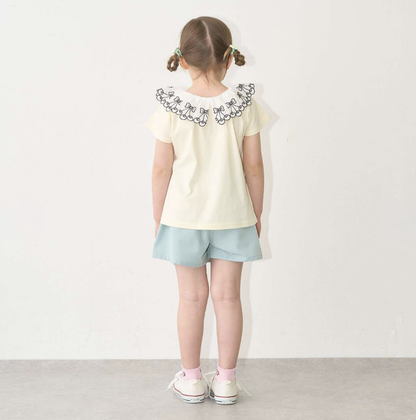 【Lycee mine】【100%純棉】 櫻桃蕾絲領🍒 抗UV☀️🛡️ 涼感❄️  女童短袖T恤👕