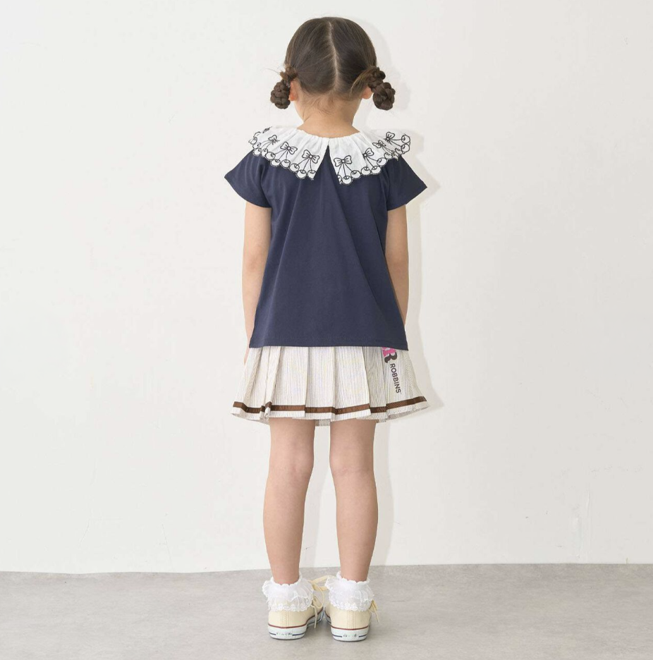 【Lycee mine】【100%純棉】 櫻桃蕾絲領🍒 抗UV☀️🛡️ 涼感❄️  女童短袖T恤👕