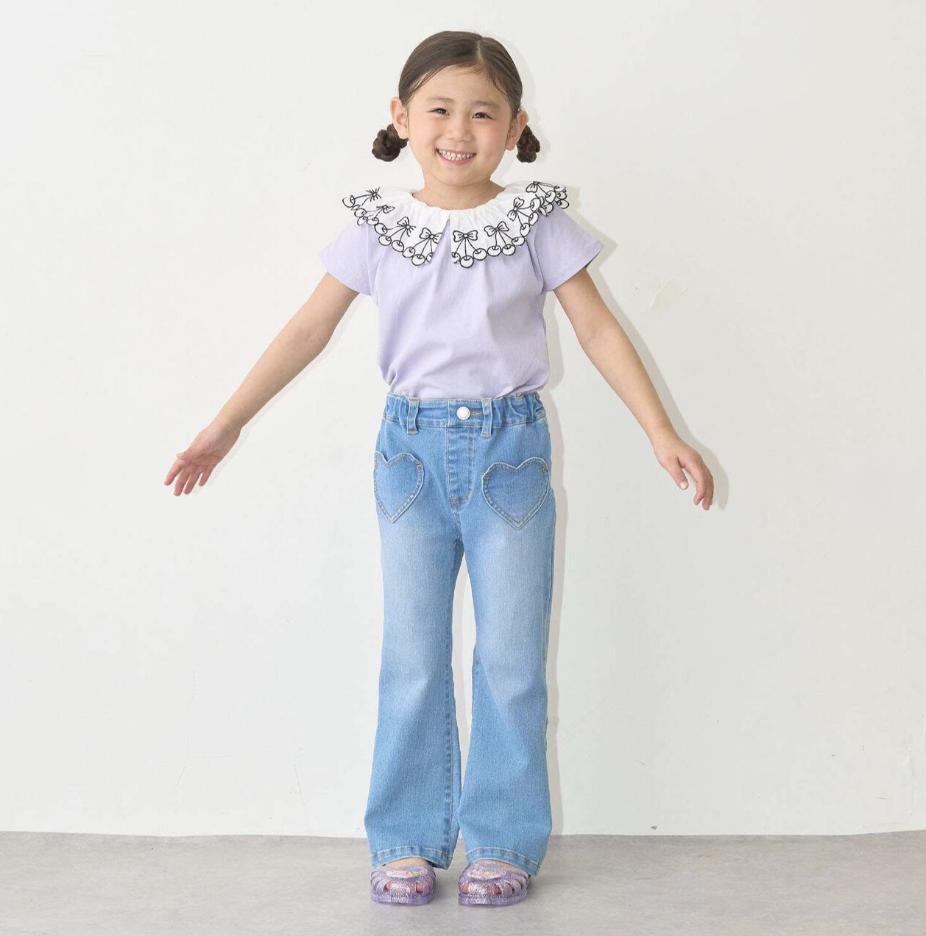 【Lycee mine】【100%純棉】 櫻桃蕾絲領🍒 抗UV☀️🛡️ 涼感❄️  女童短袖T恤👕