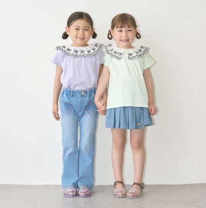 【Lycee mine】【100%純棉】 櫻桃蕾絲領🍒 抗UV☀️🛡️ 涼感❄️  女童短袖T恤👕