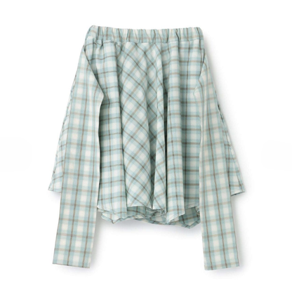 【Lycee mine】抽皺格紋襯衫風褲裙（內附安全褲） 👗🩳