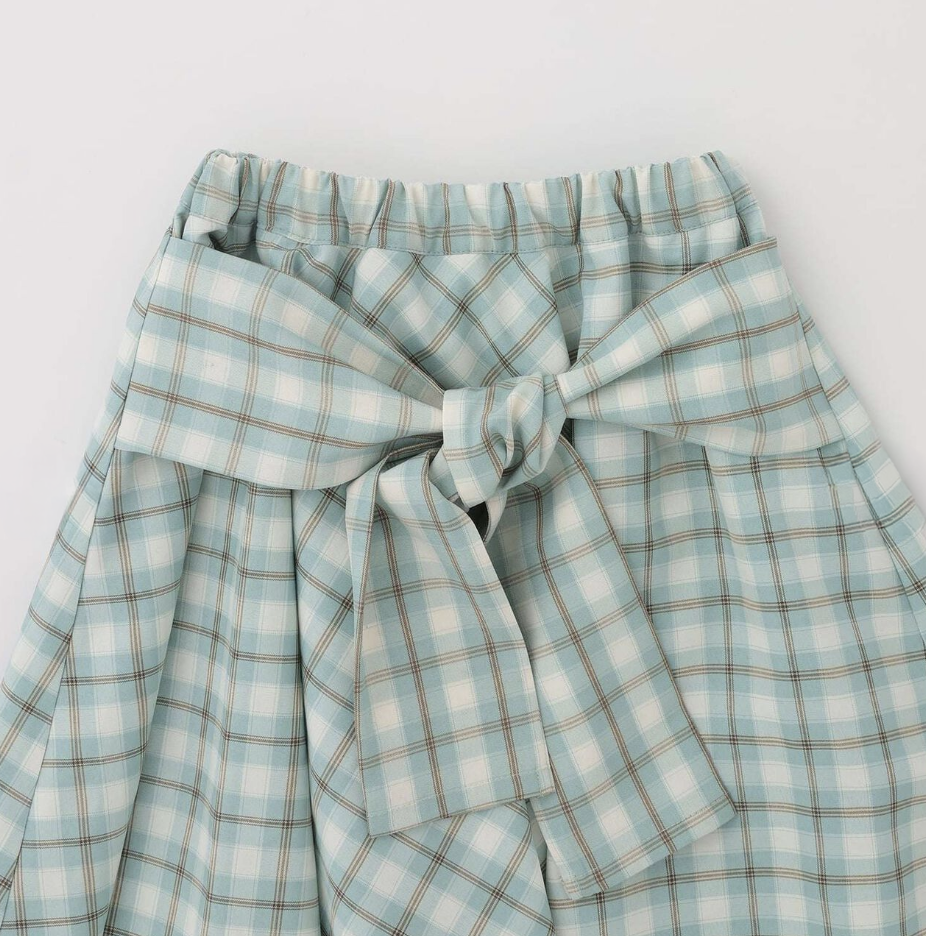 【Lycee mine】抽皺格紋襯衫風褲裙（內附安全褲） 👗🩳