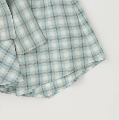 【Lycee mine】抽皺格紋襯衫風褲裙（內附安全褲） 👗🩳