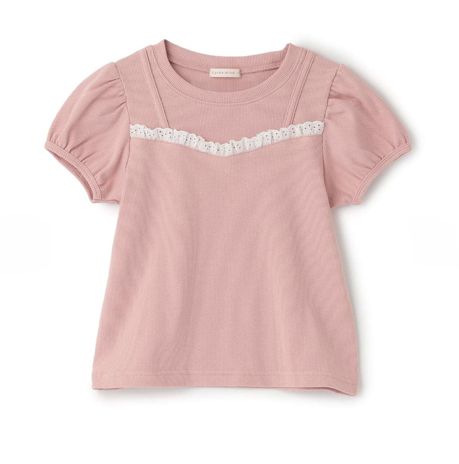 【Lycee mine】細肩帶假兩件蕾絲上衣 🎀👚