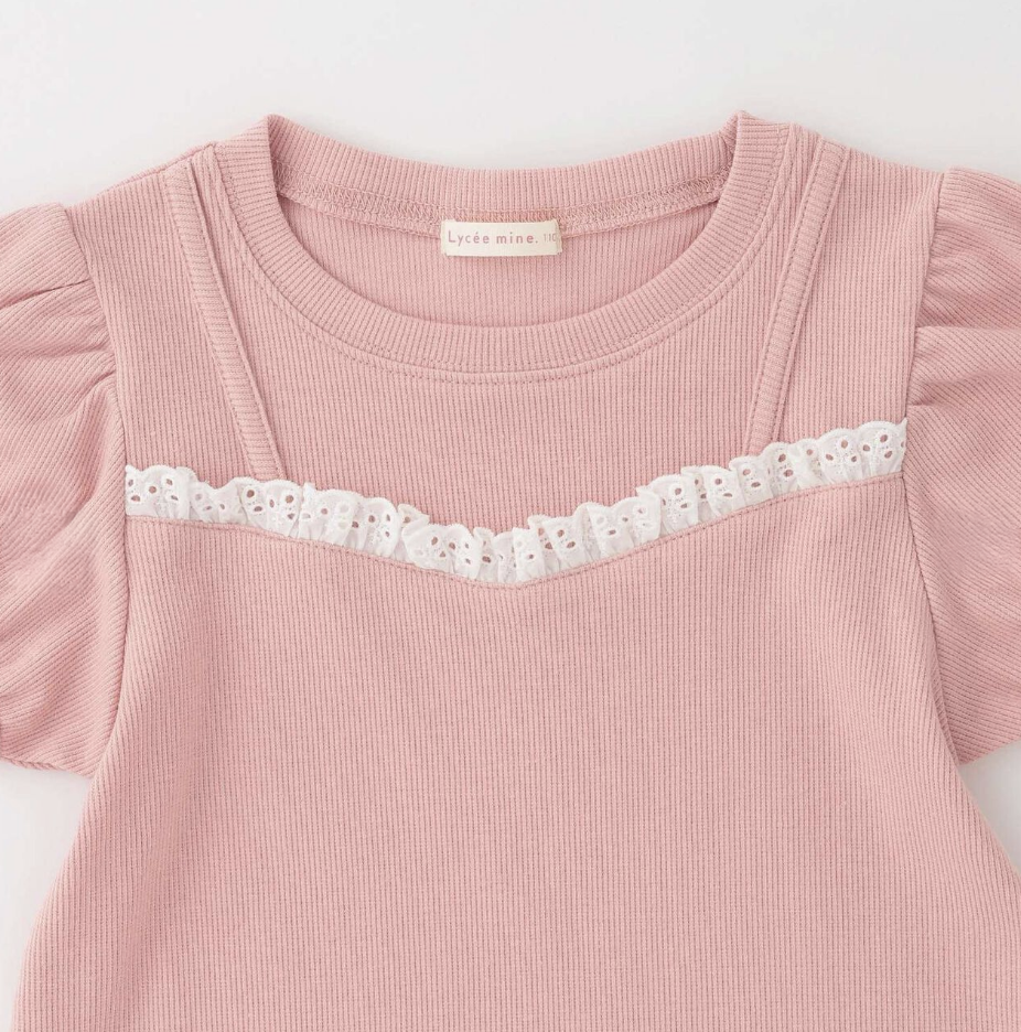 【Lycee mine】細肩帶假兩件蕾絲上衣 🎀👚