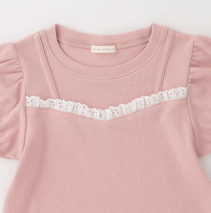 【Lycee mine】細肩帶假兩件蕾絲上衣 🎀👚