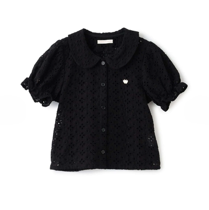 【Lycee mine】[100% Cotton] 女童蕾絲泡泡袖襯衫 👧🎀