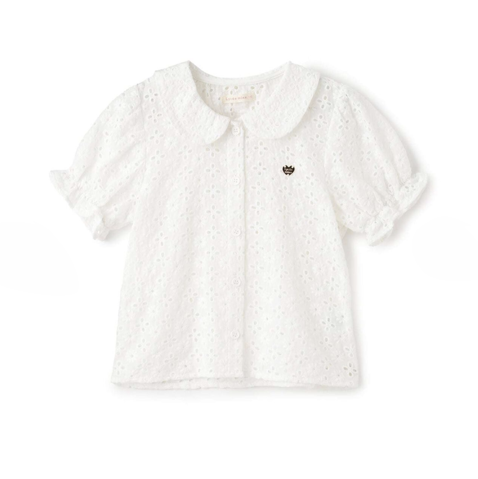 【Lycee mine】[100% Cotton] 女童蕾絲泡泡袖襯衫 👧🎀