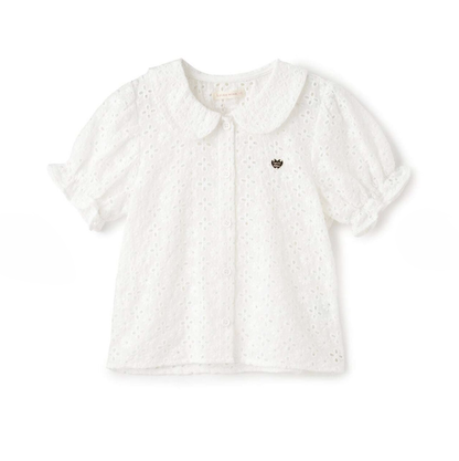 【Lycee mine】[100% Cotton] 女童蕾絲泡泡袖襯衫 👧🎀