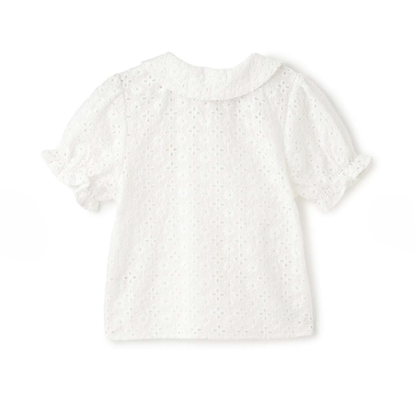 【Lycee mine】[100% Cotton] 女童蕾絲泡泡袖襯衫 👧🎀