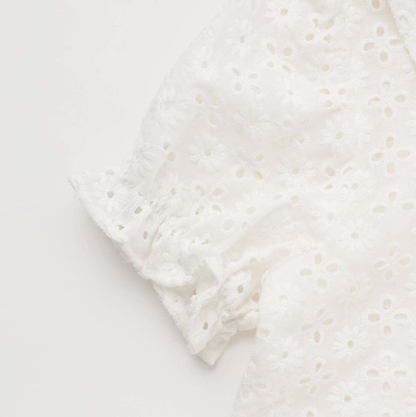【Lycee mine】[100% Cotton] 女童蕾絲泡泡袖襯衫 👧🎀