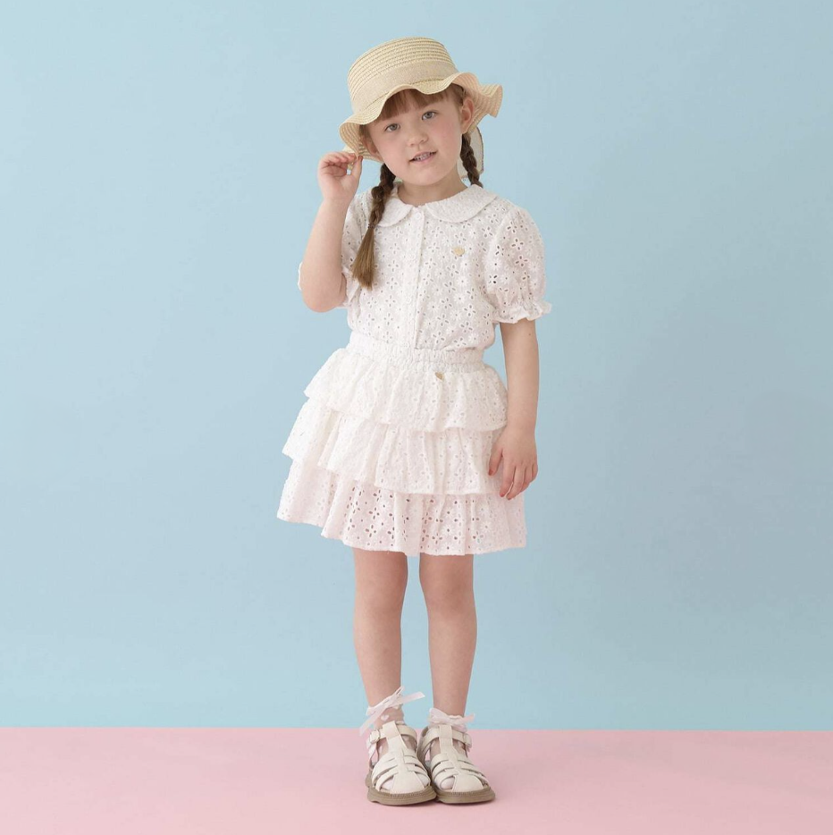 【Lycee mine】[100% Cotton] 女童蕾絲泡泡袖襯衫 👧🎀