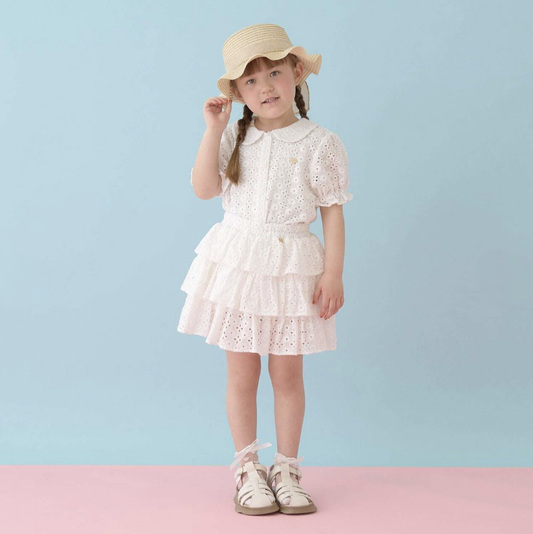 【Lycee mine】[100% Cotton] 女童蕾絲泡泡袖襯衫 👧🎀