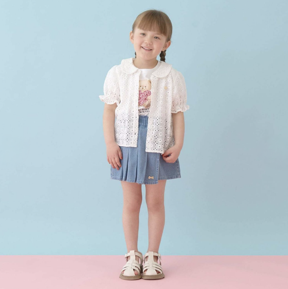 【Lycee mine】[100% Cotton] 女童蕾絲泡泡袖襯衫 👧🎀