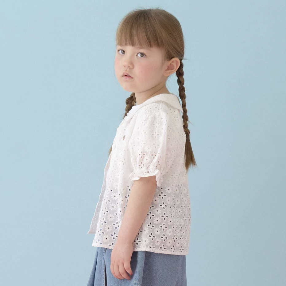 【Lycee mine】[100% Cotton] 女童蕾絲泡泡袖襯衫 👧🎀