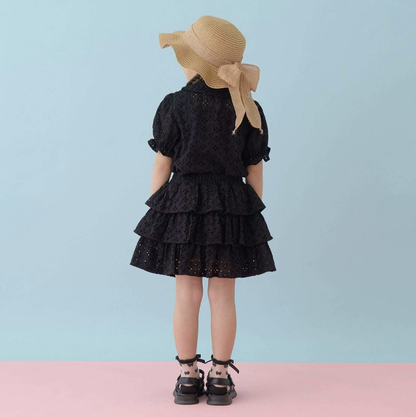 【Lycee mine】[100% Cotton] 女童蕾絲泡泡袖襯衫 👧🎀