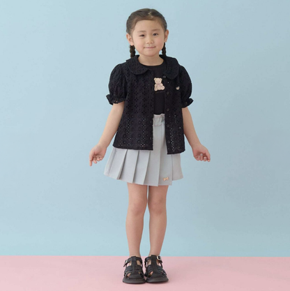 【Lycee mine】[100% Cotton] 女童蕾絲泡泡袖襯衫 👧🎀
