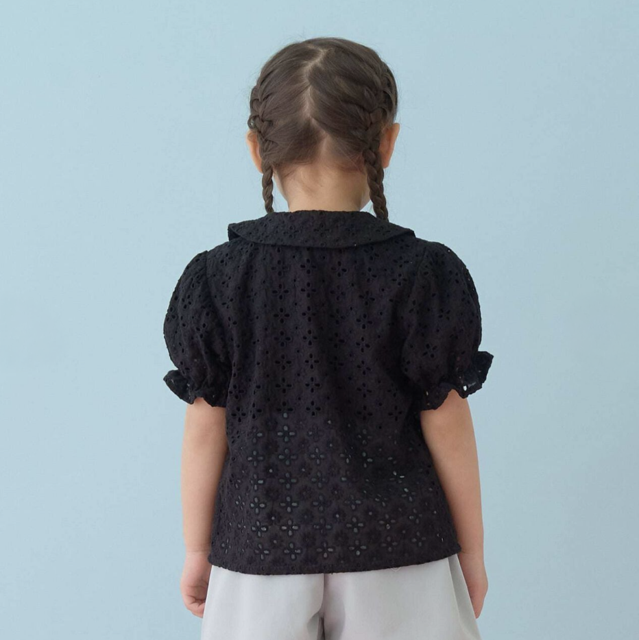 【Lycee mine】[100% Cotton] 女童蕾絲泡泡袖襯衫 👧🎀