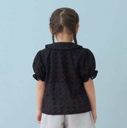 【Lycee mine】[100% Cotton] 女童蕾絲泡泡袖襯衫 👧🎀