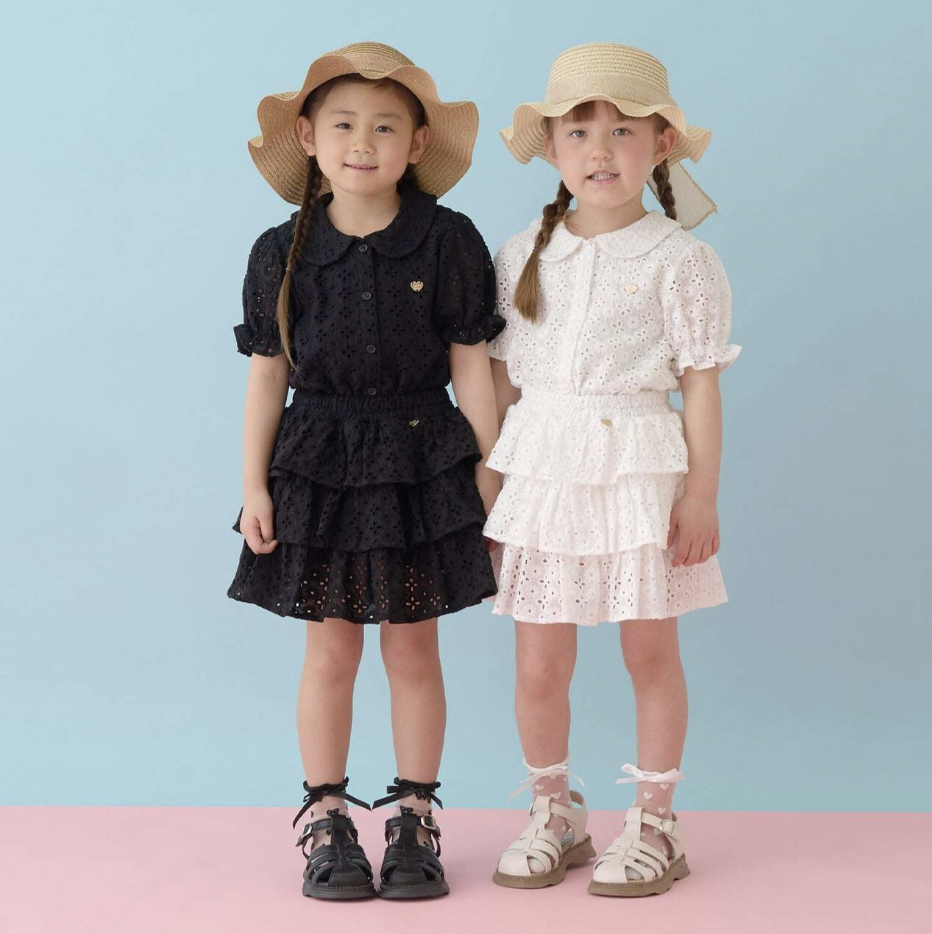 【Lycee mine】[100% Cotton] 女童蕾絲泡泡袖襯衫 👧🎀