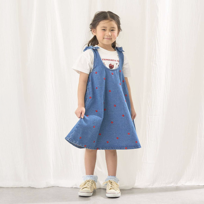 【Lycee mine】滿版刺繡圖案荷葉擺喇叭連身洋裝 🌸🧵👗