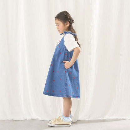【Lycee mine】滿版刺繡圖案荷葉擺喇叭連身洋裝 🌸🧵👗