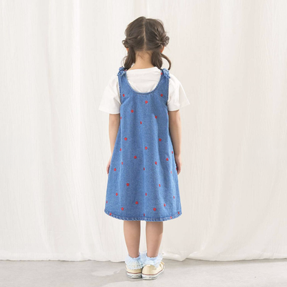 【Lycee mine】滿版刺繡圖案荷葉擺喇叭連身洋裝 🌸🧵👗