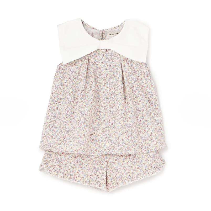 【Lycee mine】蝴蝶結領襯衫＋褲口荷葉五分褲 套裝 👚🩳🎀