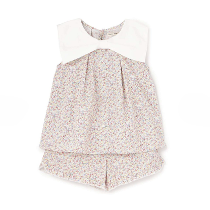 【Lycee mine】蝴蝶結領襯衫＋褲口荷葉五分褲 套裝 👚🩳🎀
