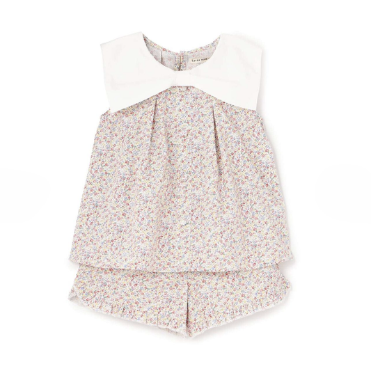 【Lycee mine】蝴蝶結領襯衫＋褲口荷葉五分褲 套裝 👚🩳🎀