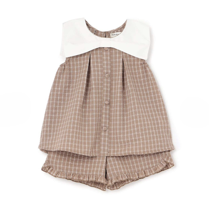 【Lycee mine】蝴蝶結領襯衫＋褲口荷葉五分褲 套裝 👚🩳🎀
