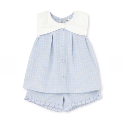 【Lycee mine】蝴蝶結領襯衫＋褲口荷葉五分褲 套裝 👚🩳🎀