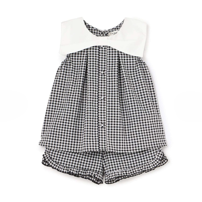 【Lycee mine】蝴蝶結領襯衫＋褲口荷葉五分褲 套裝 👚🩳🎀