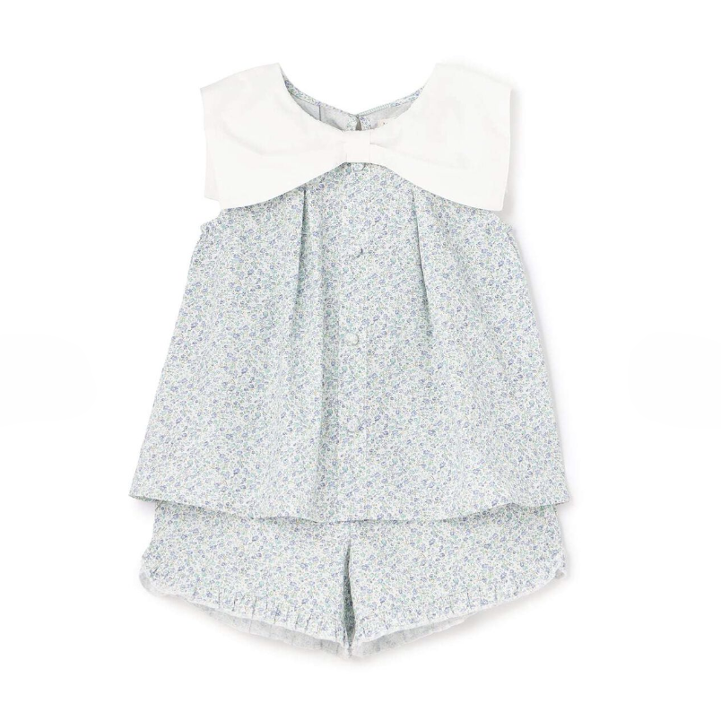 【Lycee mine】蝴蝶結領襯衫＋褲口荷葉五分褲 套裝 👚🩳🎀
