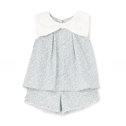 【Lycee mine】蝴蝶結領襯衫＋褲口荷葉五分褲 套裝 👚🩳🎀