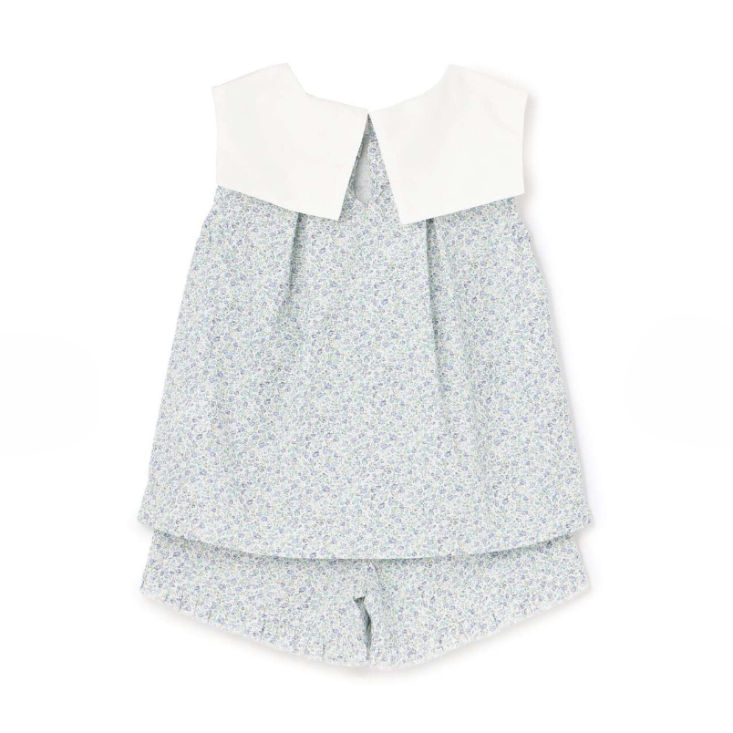 【Lycee mine】蝴蝶結領襯衫＋褲口荷葉五分褲 套裝 👚🩳🎀