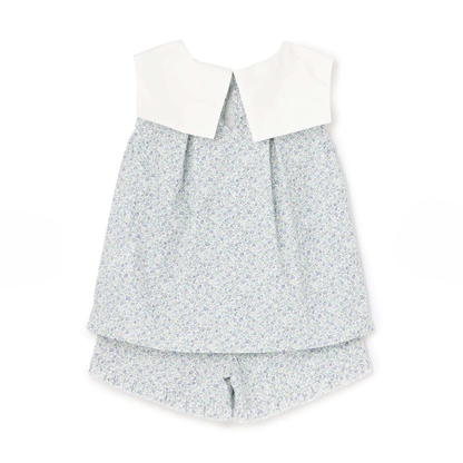 【Lycee mine】蝴蝶結領襯衫＋褲口荷葉五分褲 套裝 👚🩳🎀
