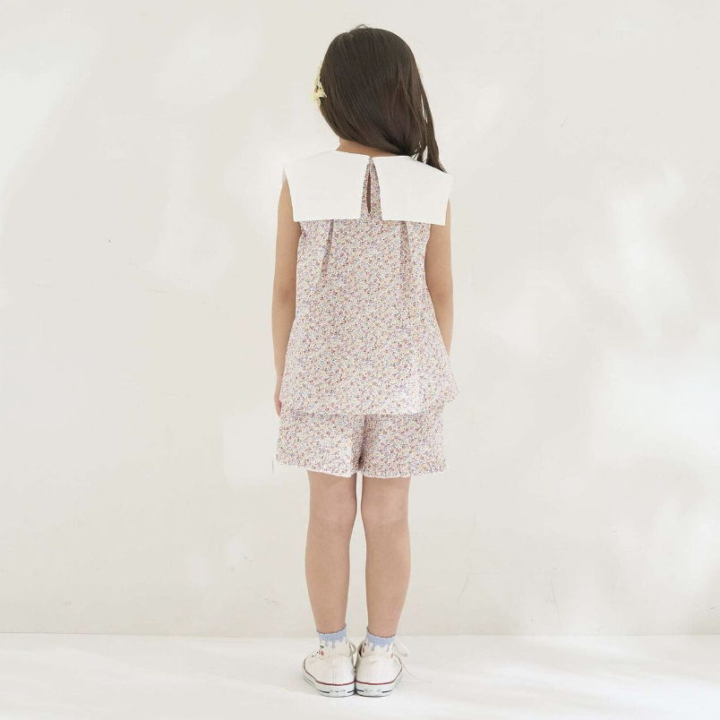 【Lycee mine】蝴蝶結領襯衫＋褲口荷葉五分褲 套裝 👚🩳🎀