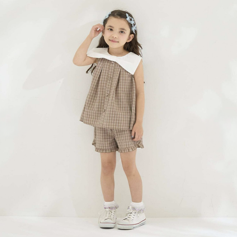 【Lycee mine】蝴蝶結領襯衫＋褲口荷葉五分褲 套裝 👚🩳🎀