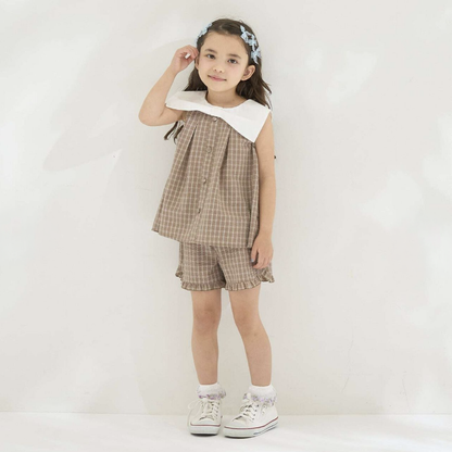 【Lycee mine】蝴蝶結領襯衫＋褲口荷葉五分褲 套裝 👚🩳🎀