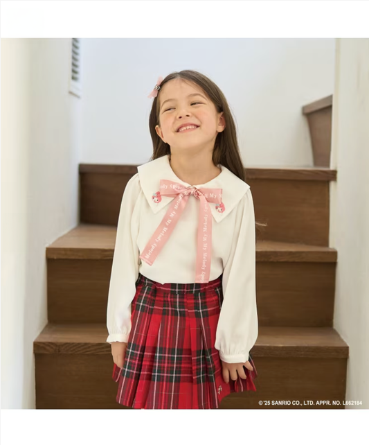 🎀 My Melody × Kuromi 蝴蝶結領結裝飾襯衫 👚