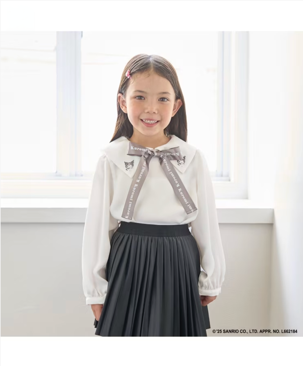 🎀 My Melody × Kuromi 蝴蝶結領結裝飾襯衫 👚