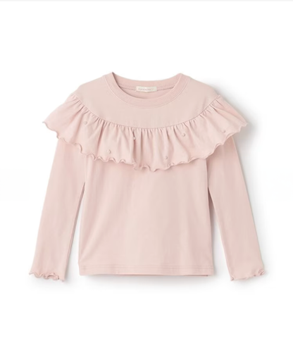 【Lycee mine】圓領荷葉珍珠裝飾上衣 👚💎